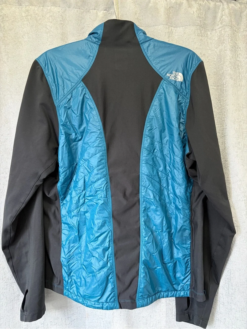 The North Face Men’s Teal Hybrid Jacket with Black Sleeves and Lime Trim
